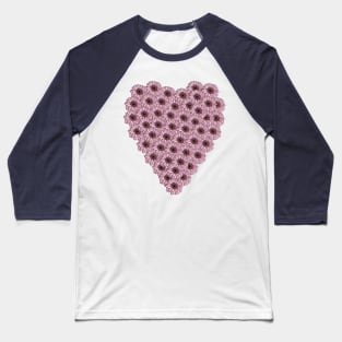 Daisy Line Drawing Heart for Valentines Day Baseball T-Shirt